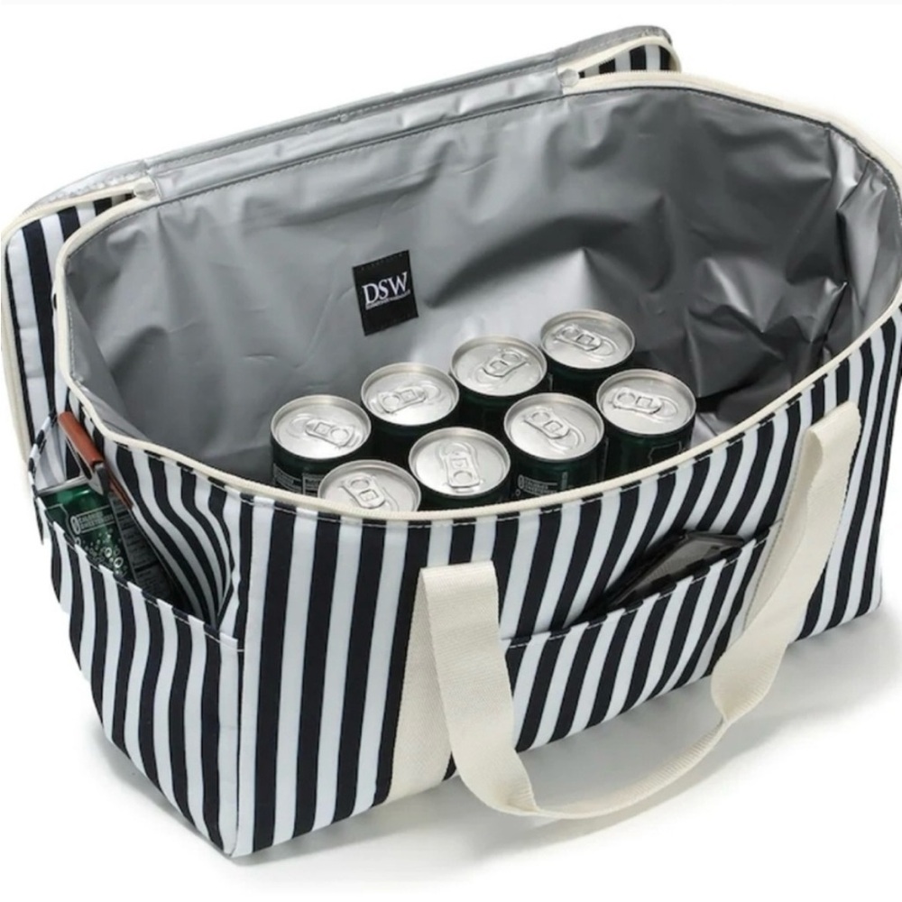 DSW Navy Striped Insulated Tote